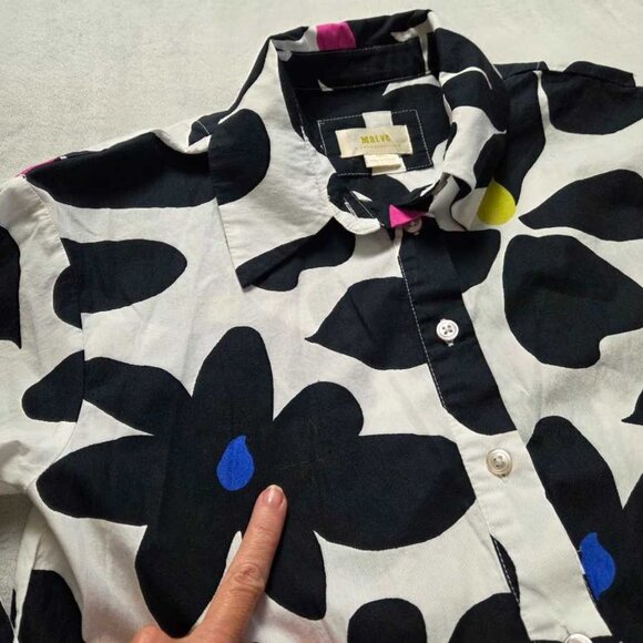 XS Maeve x Anthropologie The Bettina tiered shirt dress in Black & White floral - Picture 9 of 13